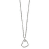 Sterling Silver Polished and Twisted Heart 18 Inch Cable Chain Necklace